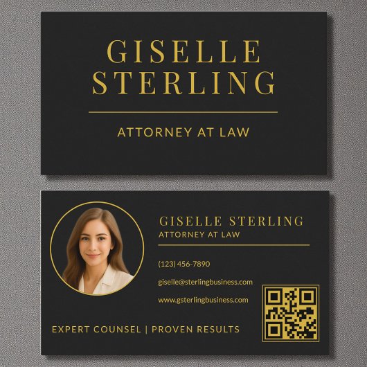 Black and Gold Attorney at Law QR Code Visitekaartje