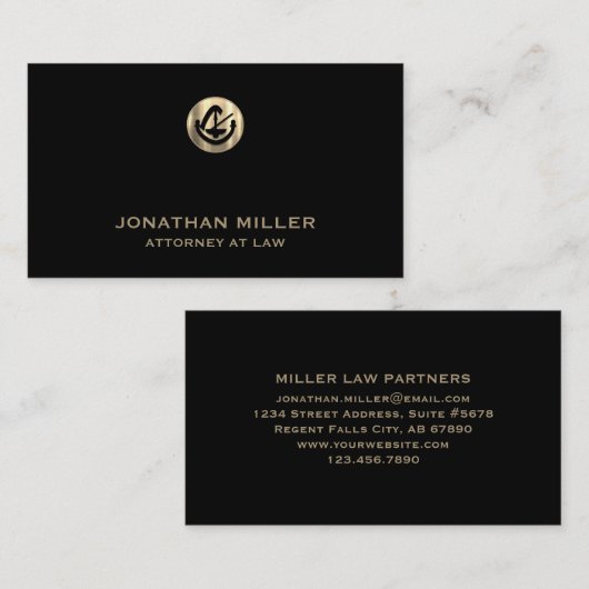 Black and Gold Attorney Visitekaartje (Voorkant / Achterkant)