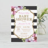 Black and Gold Baby shower Invitation Glitter Kaart (Staand voorkant)