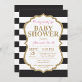 Black and Gold Baby shower Invitation Glitter Kaart (Voorkant / Achterkant)