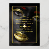 Black and Gold Bachelorette Party Folie Uitnodiging (Voorkant)