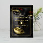 Black and Gold Bachelorette Party Folie Uitnodiging (Staand Voorkant)