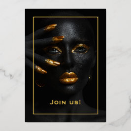 Black and Gold Bachelorette Party Folie Uitnodiging