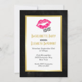 Black and Gold Bachelorette Party met Kissy Lips Kaart (Voorkant)