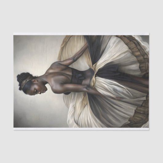 Black and Gold Ballerina in Flowing Tulle Decoupag Tissuepapier (Voorkant)