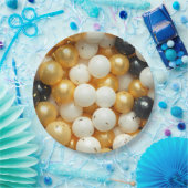 Black and Gold Balloons Jubileum Papieren Bordje (Feest)