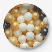 Black and Gold Balloons Jubileum Papieren Bordje (Voorkant)