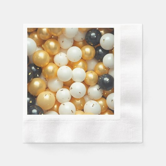 Black and Gold Balloons Jubileum Servet (Voorkant)