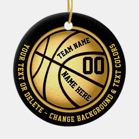 Black and Gold Basketball Ornament of Your COLORS (Voorkant)