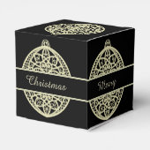 Black and Gold  Bauble Merry kerst Bedankdoosjes (Achterkant)