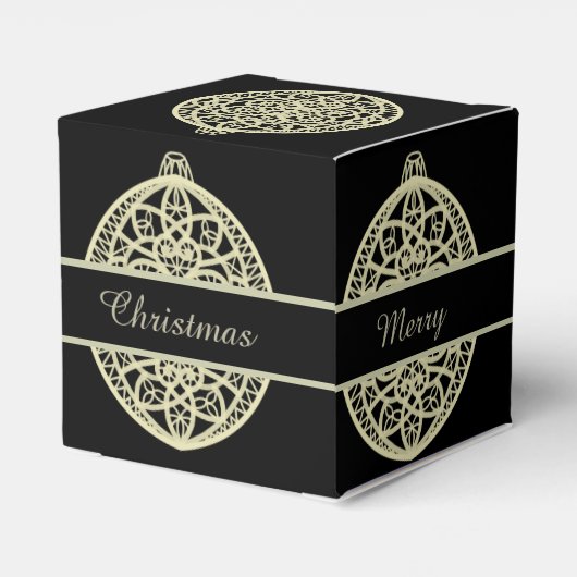 Black and Gold  Bauble Merry kerst Bedankdoosjes (Achterkant)