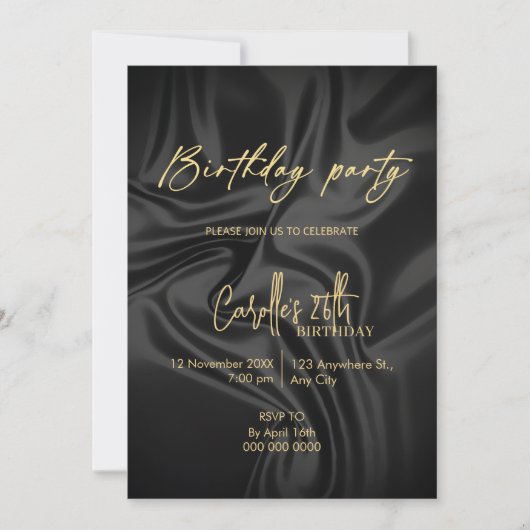 Black and gold birthday  kaart (Voorkant)