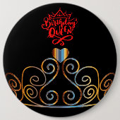 Black and Gold Birthday Queen Button (Voorkant)