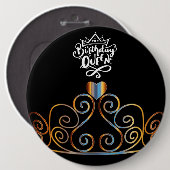 Black and Gold Birthday Queen Button (Voorkant /achterkant)
