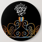 Black and Gold Birthday Queen Button (Voorkant)