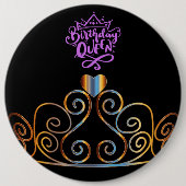 Black and Gold Birthday Queen Button (Voorkant)