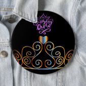 Black and Gold Birthday Queen Button (In situ)