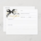 Black and Gold Bow Bridal Shower Recipe Card (Voorkant / Achterkant)