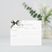 Black and Gold Bow Bridal Shower Recipe Card (Staand voorkant)