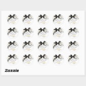 Black and Gold Bow Chic Whimsical Bridal Shower Ronde Sticker (Vel)