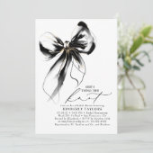 Black and Gold Bow Elegant Whimsical Bridal Shower Kaart (Staand voorkant)