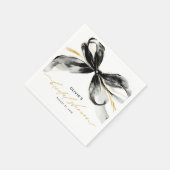 Black and Gold Bow Sophisticated Bridal Shower Servet (Hoek)