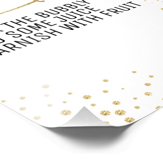 Black and Gold Bridal Brunch Bubble Bar Sign. Foto Afdruk (Hoek)