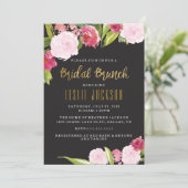 Black and Gold Bridal Brunch Shower Kaart (Staand voorkant)