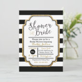 Black and Gold Bridal Shower-uitnodiging Kaart (Staand voorkant)