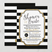 Black and Gold Bridal Shower-uitnodiging Kaart (Voorkant / Achterkant)