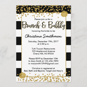 Black and Gold Brunch en Bubble-uitnodigingen Kaart