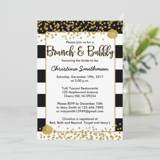 Black and Gold Brunch en Bubbly Uitnodigingen