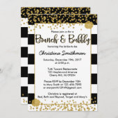 Black and Gold Brunch en Bubbly Uitnodigingen (Voorkant / Achterkant)