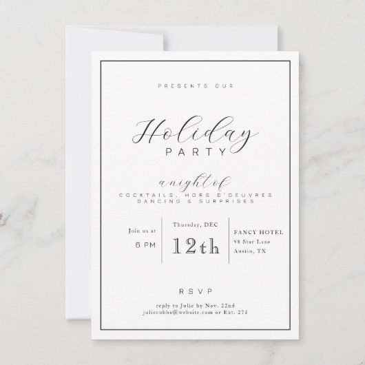 Black and Gold Business Holiday Party Uitnodiging (Achterkant)