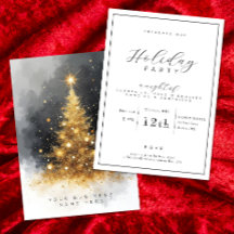 Black and Gold Business Holiday Party Uitnodiging