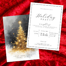 Black and Gold Business Holiday Party Uitnodiging