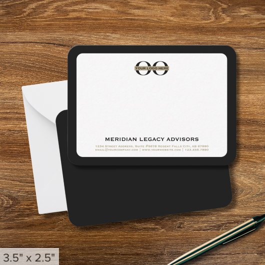 Black and Gold Business Logo Notitiekaartje