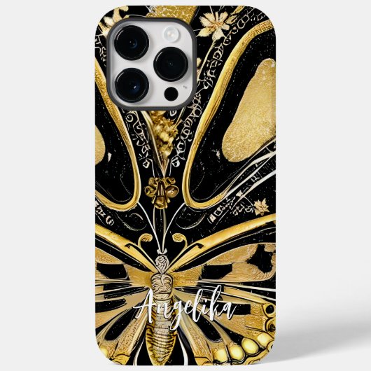 Black and Gold Butterflies - Gepersonaliseerde naa Case-Mate iPhone Case (Achterkant)