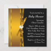 Black and Gold Carriage Boys Baby shower Kaart (Achterkant)