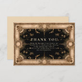 Black and Gold Celestial Baroque Wedding Bedankkaart (Voorkant / Achterkant)
