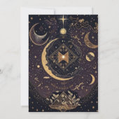 Black and Gold Celestial Moon Engagement Party Kaart (Achterkant)
