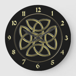 Black and Gold Celtic Dara Shield Knot Clock Grote Klok