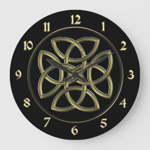 Black and Gold Celtic Dara Shield Knot Clock Grote Klok