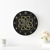 Black and Gold Celtic Dara Shield Knot Clock Grote Klok (Huis)