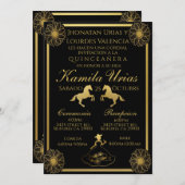 Black and Gold Charra Uitnodiging (Voorkant / Achterkant)