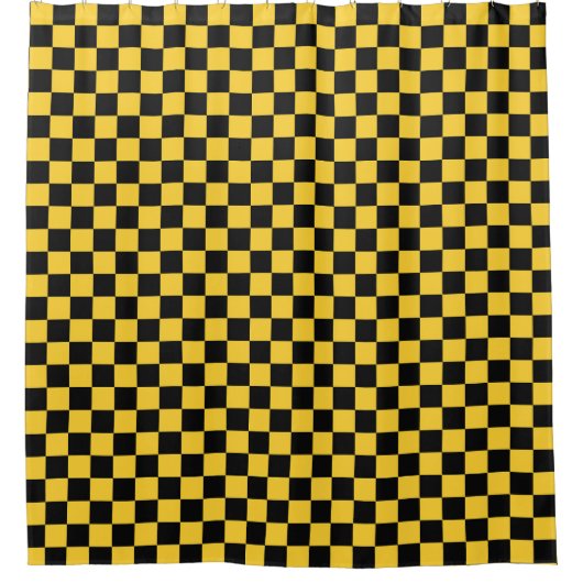 Black and gold checkerboard pattern douchegordijn (Voorkant)