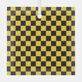 Black and gold checkerboard pattern glas ornament (Voorkant)