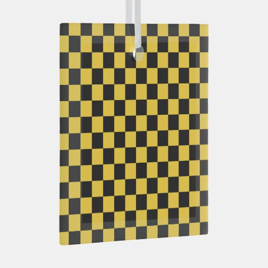 Black and gold checkerboard pattern glas ornament (Voorkant Rechts)