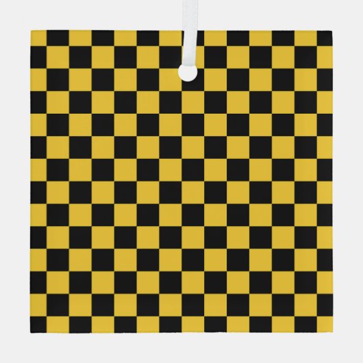 Black and gold checkerboard pattern glas ornament (Achterkant)