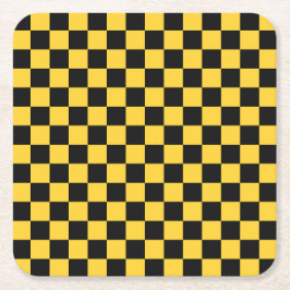 Black and gold checkerboard pattern kartonnen onderzetters
